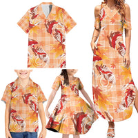 Orange Palaka Hawaii Aloha Family Matching Summer Maxi Dress and Hawaiian Shirt Koi Pond Mix Japanese Maple LT7 - Polynesian Pride