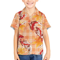 Orange Palaka Hawaii Aloha Family Matching Tank Maxi Dress and Hawaiian Shirt Koi Pond Mix Japanese Maple - Polynesian Pride