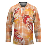 Orange Palaka Hawaii Aloha Hockey Jersey Koi Pond Mix Japanese Maple LT7 Unisex Orange - Polynesian Pride