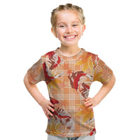 Orange Palaka Hawaii Aloha Kid T Shirt Koi Pond Mix Japanese Maple LT7 Orange - Polynesian Pride
