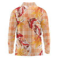 Orange Palaka Hawaii Aloha Long Sleeve Polo Shirt Koi Pond Mix Japanese Maple - Polynesian Pride