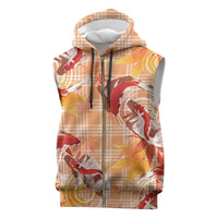 Orange Palaka Hawaii Aloha Sleeveless Zip Hoodie Koi Pond Mix Japanese Maple LT7 Orange - Polynesian Pride
