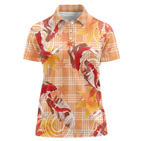 Orange Palaka Hawaii Aloha Women Polo Shirt Koi Pond Mix Japanese Maple LT7 Female Orange - Polynesian Pride