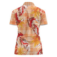 Orange Palaka Hawaii Aloha Women Polo Shirt Koi Pond Mix Japanese Maple LT7 - Polynesian Pride