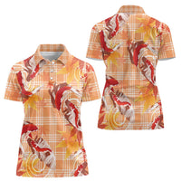 Orange Palaka Hawaii Aloha Women Polo Shirt Koi Pond Mix Japanese Maple LT7 - Polynesian Pride