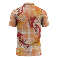 Orange Palaka Hawaii Aloha Zipper Polo Shirt Koi Pond Mix Japanese Maple LT7 - Polynesian Pride
