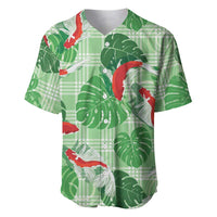 Lime Palaka Hawaii Aloha Baseball Jersey Koi Pond Mix Monstera LT7 Lime Green - Polynesian Pride