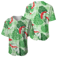 Lime Palaka Hawaii Aloha Baseball Jersey Koi Pond Mix Monstera LT7 - Polynesian Pride