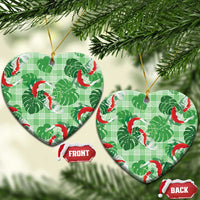 Lime Palaka Hawaii Aloha Ceramic Ornament Koi Pond Mix Monstera - Polynesian Pride