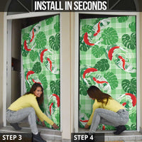 Lime Palaka Hawaii Aloha Door Cover Koi Pond Mix Monstera - Polynesian Pride