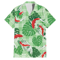 Lime Palaka Hawaii Aloha Family Matching Mermaid Dress and Hawaiian Shirt Koi Pond Mix Monstera LT7 Dad's Shirt - Short Sleeve Lime Green - Polynesian Pride