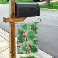 Lime Palaka Hawaii Aloha Garden Flag Koi Pond Mix Monstera - Polynesian Pride