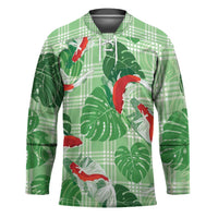 Lime Palaka Hawaii Aloha Hockey Jersey Koi Pond Mix Monstera LT7 Unisex Lime Green - Polynesian Pride