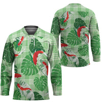 Lime Palaka Hawaii Aloha Hockey Jersey Koi Pond Mix Monstera LT7 - Polynesian Pride