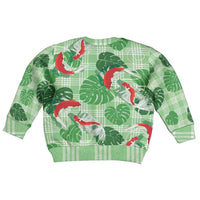 Lime Palaka Hawaii Aloha Kid Ugly Christmas Sweater Koi Pond Mix Monstera - Polynesian Pride