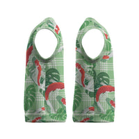 Lime Palaka Hawaii Aloha Christmas Knitted V-Neck Vest Koi Pond Mix Monstera - Polynesian Pride