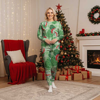 Lime Palaka Hawaii Aloha Christmas Pajama Set Koi Pond Mix Monstera - Polynesian Pride