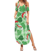Lime Palaka Hawaii Aloha Summer Maxi Dress Koi Pond Mix Monstera LT7 Women Lime Green - Polynesian Pride