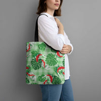Lime Palaka Hawaii Aloha Tote Bag Koi Pond Mix Monstera - Polynesian Pride