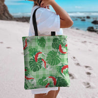 Lime Palaka Hawaii Aloha Tote Bag Koi Pond Mix Monstera - Polynesian Pride
