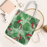 Lime Palaka Hawaii Aloha Tote Bag Koi Pond Mix Monstera - Polynesian Pride