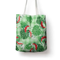 Lime Palaka Hawaii Aloha Tote Bag Koi Pond Mix Monstera - Polynesian Pride
