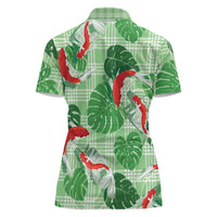 Lime Palaka Hawaii Aloha Women Polo Shirt Koi Pond Mix Monstera LT7 - Polynesian Pride