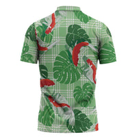 Lime Palaka Hawaii Aloha Zipper Polo Shirt Koi Pond Mix Monstera LT7 - Polynesian Pride