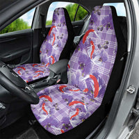 Lavender Palaka Hawaii Aloha Car Seat Cover Koi Pond Mix Orchids - Polynesian Pride
