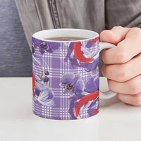 Lavender Palaka Hawaii Aloha Ceramic Mug Koi Pond Mix Orchids - Polynesian Pride