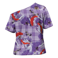 Lavender Palaka Hawaii Aloha Cross Shoulder Shirt Koi Pond Mix Orchids LT7 - Polynesian Pride