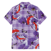 Lavender Palaka Hawaii Aloha Family Matching Mermaid Dress and Hawaiian Shirt Koi Pond Mix Orchids - Polynesian Pride