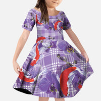 Lavender Palaka Hawaii Aloha Family Matching Tank Maxi Dress and Hawaiian Shirt Koi Pond Mix Orchids - Polynesian Pride