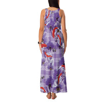 Lavender Palaka Hawaii Aloha Family Matching Tank Maxi Dress and Hawaiian Shirt Koi Pond Mix Orchids - Polynesian Pride