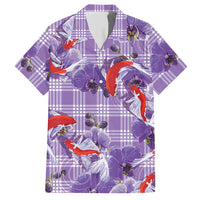 Lavender Palaka Hawaii Aloha Hawaiian Shirt Koi Pond Mix Orchids LT7 Purple - Polynesian Pride