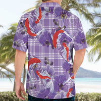 Lavender Palaka Hawaii Aloha Hawaiian Shirt Koi Pond Mix Orchids LT7 - Polynesian Pride