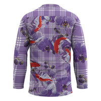 Lavender Palaka Hawaii Aloha Hockey Jersey Koi Pond Mix Orchids LT7 - Polynesian Pride