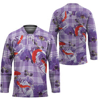 Lavender Palaka Hawaii Aloha Hockey Jersey Koi Pond Mix Orchids LT7 - Polynesian Pride
