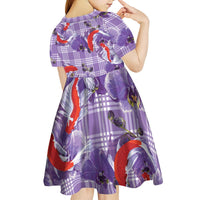 Lavender Palaka Hawaii Aloha Kid Short Sleeve Dress Koi Pond Mix Orchids LT7 - Polynesian Pride