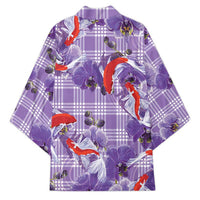 Lavender Palaka Hawaii Aloha Kimono Koi Pond Mix Orchids - Polynesian Pride
