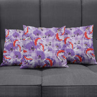 Lavender Palaka Hawaii Aloha Pillow Cover Koi Pond Mix Orchids - Polynesian Pride