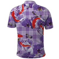 Lavender Palaka Hawaii Aloha Polo Shirt Koi Pond Mix Orchids LT7 - Polynesian Pride
