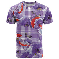 Lavender Palaka Hawaii Aloha T Shirt Koi Pond Mix Orchids LT7 Purple - Polynesian Pride