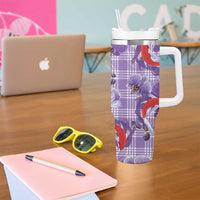 Lavender Palaka Hawaii Aloha Tumbler With Handle Koi Pond Mix Orchids - Polynesian Pride