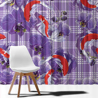 Lavender Palaka Hawaii Aloha Window Curtain Koi Pond Mix Orchids - Polynesian Pride