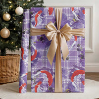 Lavender Palaka Hawaii Aloha Wrapping Paper Koi Pond Mix Orchids LT7 - Polynesian Pride