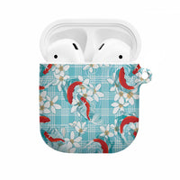 Turquoise Palaka Hawaii Aloha AirPods Case Koi Pond Mix Plumeria LT7 Turquoise - Polynesian Pride