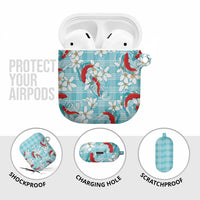 Turquoise Palaka Hawaii Aloha AirPods Case Koi Pond Mix Plumeria LT7 - Polynesian Pride