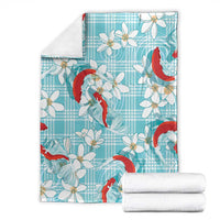 Turquoise Palaka Hawaii Aloha Blanket Koi Pond Mix Plumeria - Polynesian Pride