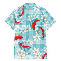 Turquoise Palaka Hawaii Aloha Family Matching Mermaid Dress and Hawaiian Shirt Koi Pond Mix Plumeria - Polynesian Pride